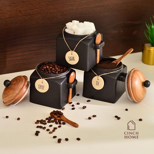 Ceramic canisters, Kitchen canister set| Tea, coffee, sugar canisters, Pickle storage jars, ceramic kitchen organization, Airtight containers, Decorative kitchen canisters, Glossy ceramic jars, Pantry storage solutions, Stylish kitchen essentials, home décor, kitchen essentials online india, kitchen jars online india
