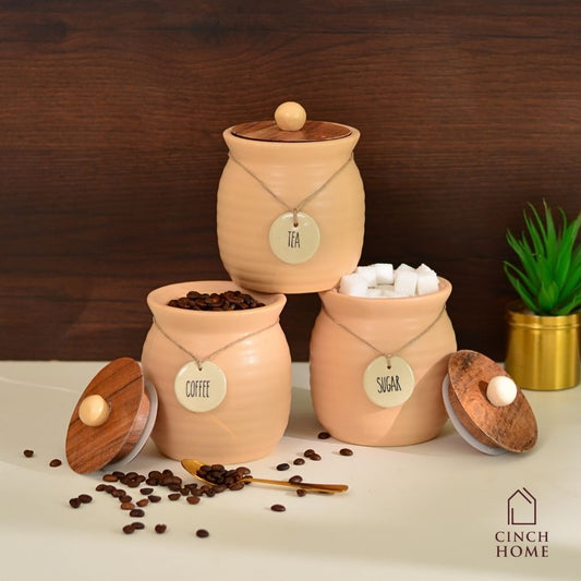 Ceramic canisters, Kitchen canister set| Tea, coffee, sugar canisters, Pickle storage jars, ceramic kitchen organization, Airtight containers, Decorative kitchen canisters, Glossy ceramic jars, Pantry storage solutions, Stylish kitchen essentials, home décor, kitchen essentials online india, kitchen jars online india