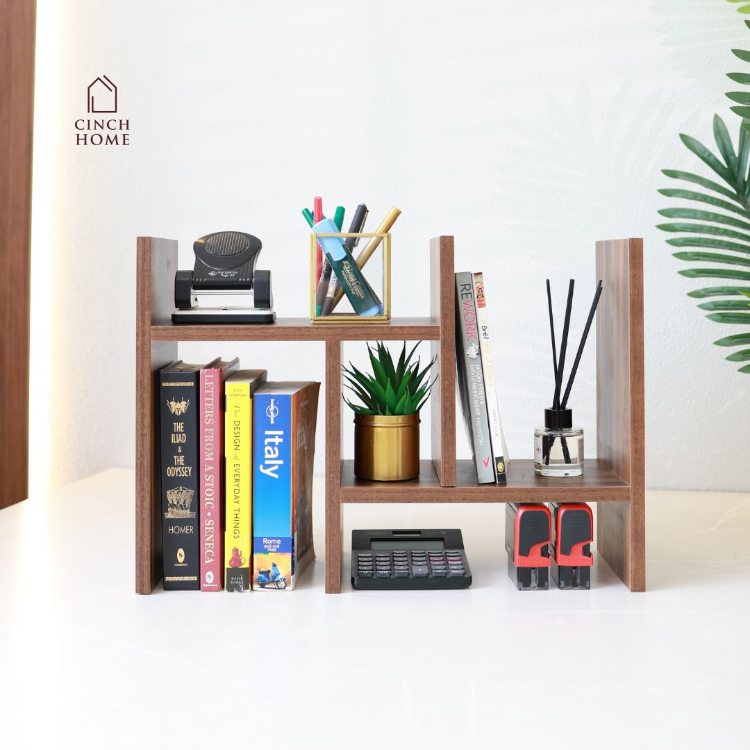wooden desk organizer, adjustable shelf for desk, expandable storage rack, kitchen spice rack, wooden kitchen organizer, home office organizer, study table shelf, multipurpose wooden organizer, desk and kitchen storage solution, compact shelf for home