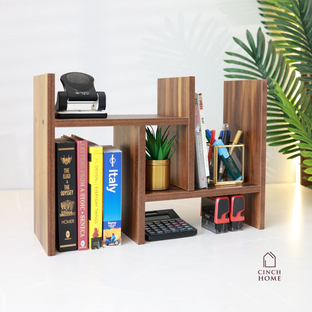 wooden desk organizer, adjustable shelf for desk, expandable storage rack, kitchen spice rack, wooden kitchen organizer, home office organizer, study table shelf, multipurpose wooden organizer, desk and kitchen storage solution, compact shelf for home