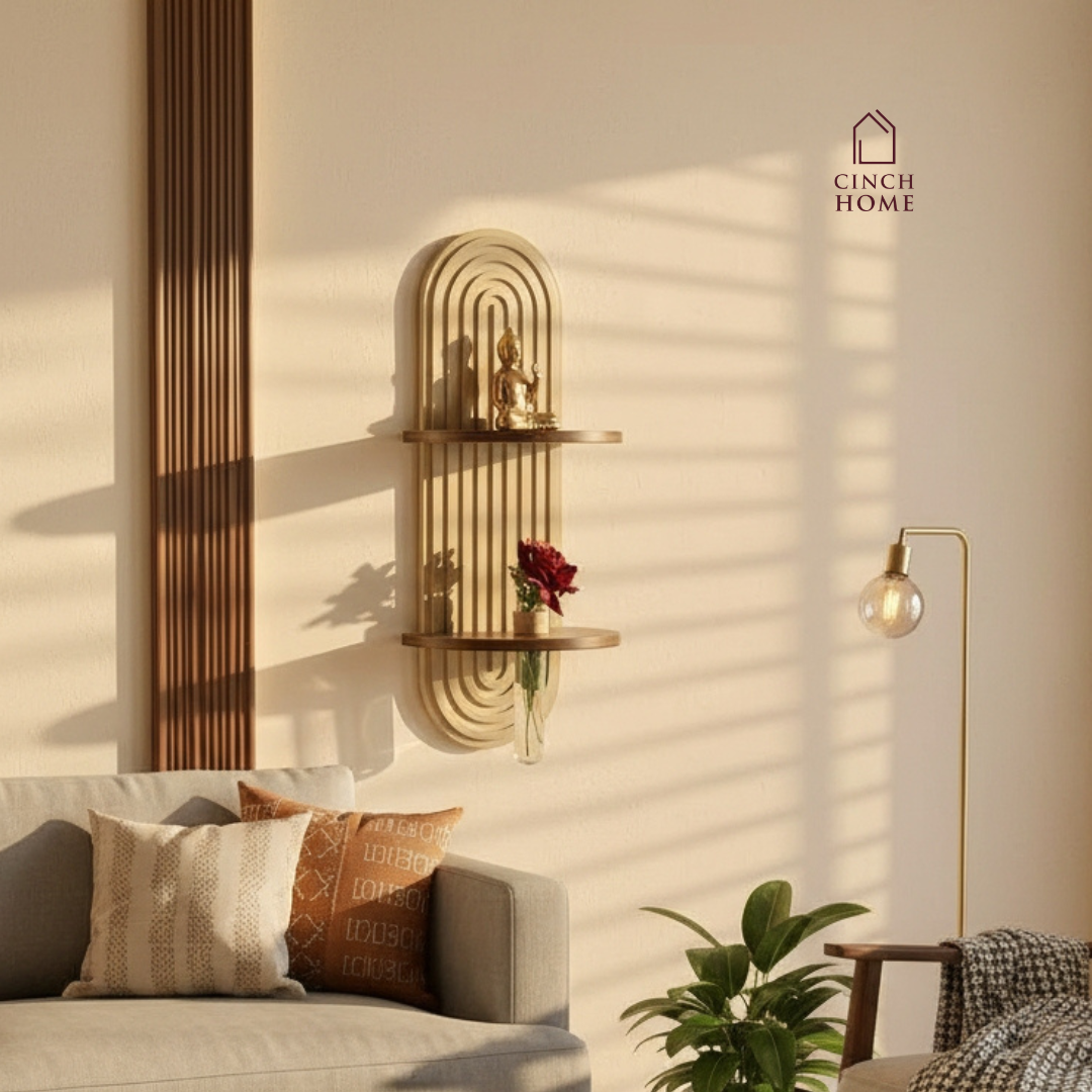 Fluted Arch Dual Shelf Wall Decor