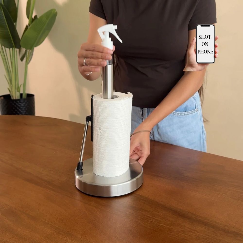 Stainless Steel Kitchen Paper Towel Holder with Mobile Phone Stand