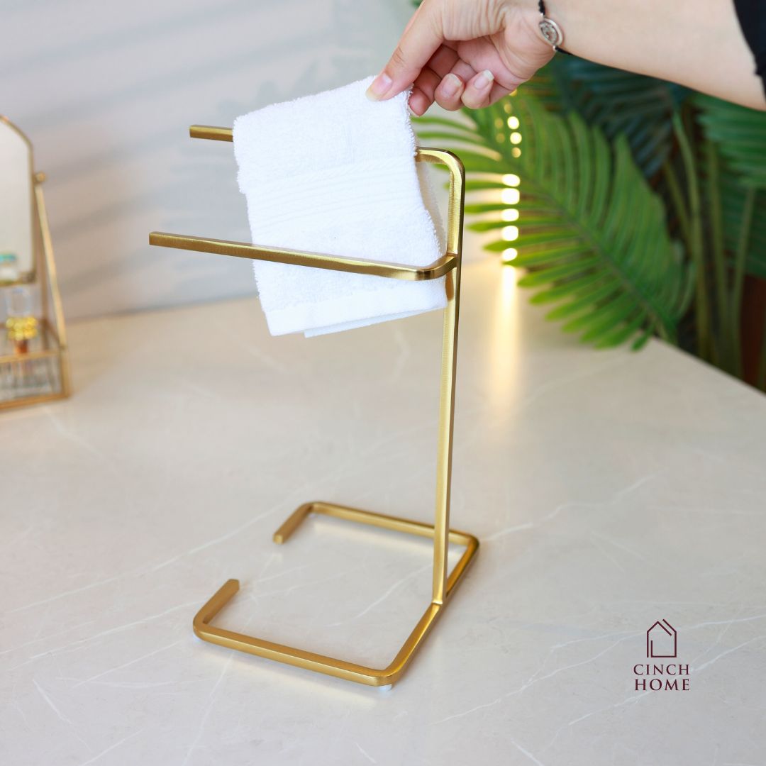 black towel stand for bathroom, modern hand towel holder, countertop towel rack, minimalist towel stand India, matte black towel holder, freestanding towel stand, bathroom accessories modern, small towel stand for sink, powder-coated towel rack, towel organizer for vanity.