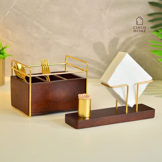 Dining Table Combo: Cutlery Holder, Tissue Holder & Toothpick stand