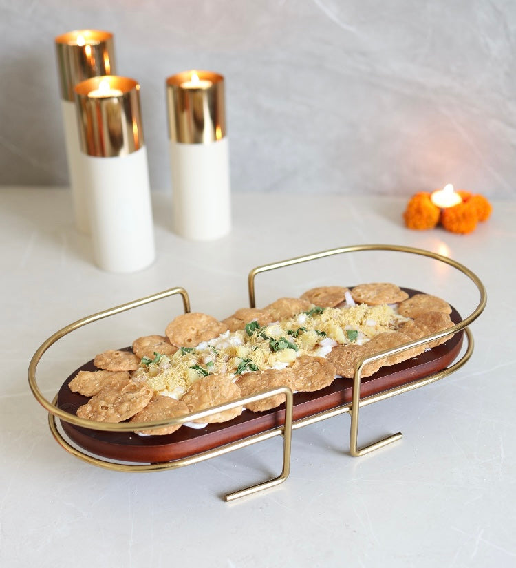 ✨ Elevate Your Festive Hosting with a Viral Chaat Platter on Our Wooden Platter/Riser ✨