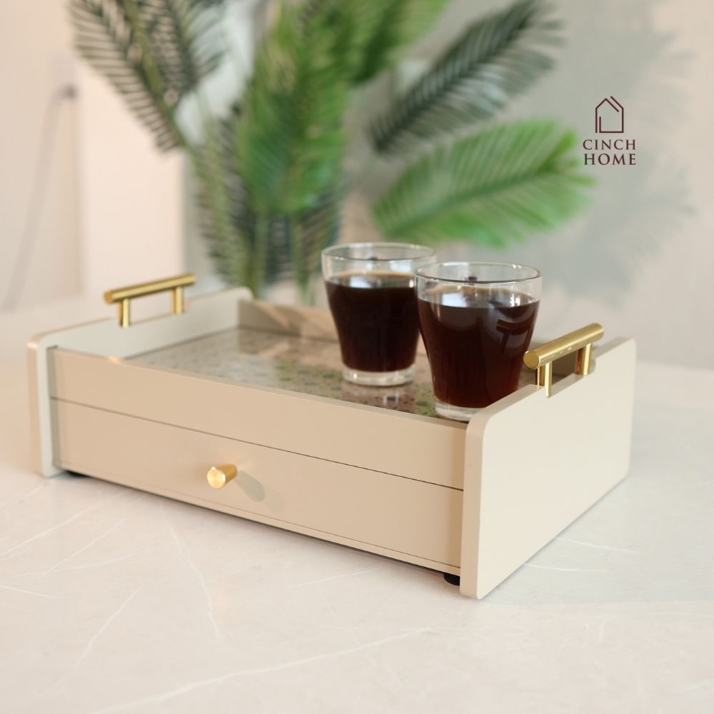 coffee table organizer, coffee table tray, sofa tray, serving tray, wooden serving tray, living room organizer, coffee table storage, 2 tier tray, serving tray with drawer, storage tray with drawer, multipurpose serving tray, table organizer,tea serving tray, coffee serving tray,snack serving tray, dry fruit serving tray,tea coffee organizer, remote organizer, tissue holder tray, cutlery organizer, living room accessories, modern home decor, functional home decor, decorative storage tray, gift, diwali gift