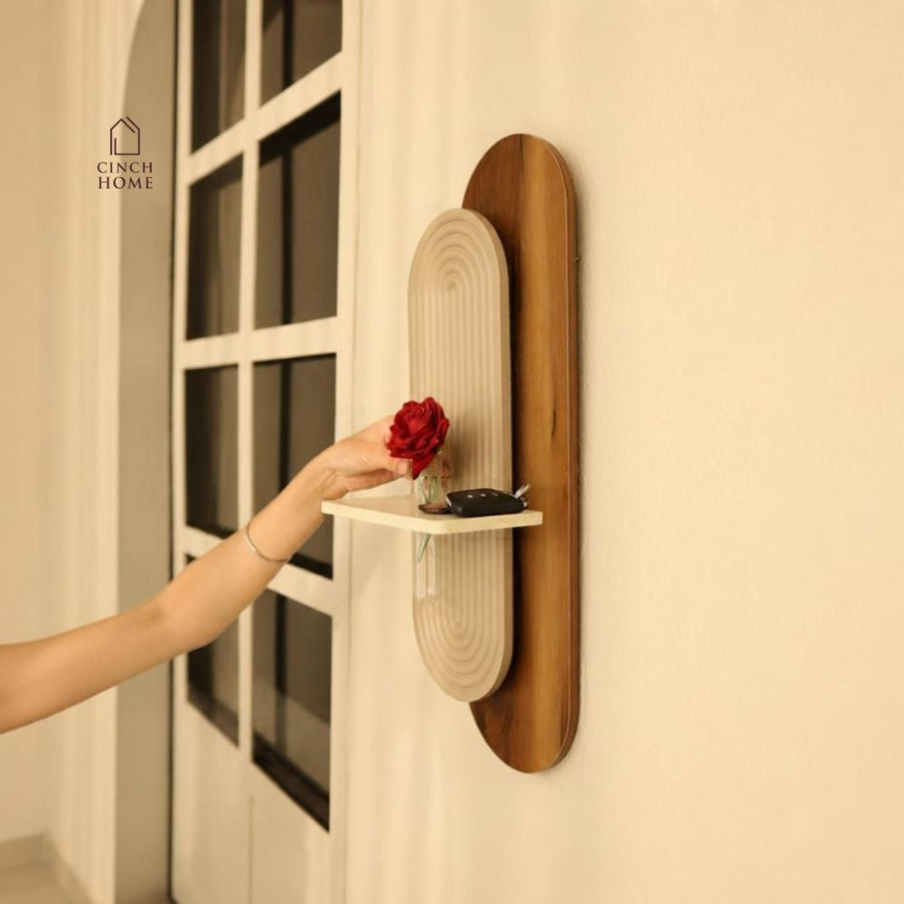 Decorative Wall Shelf with Testube Vase- With/Without LED Light