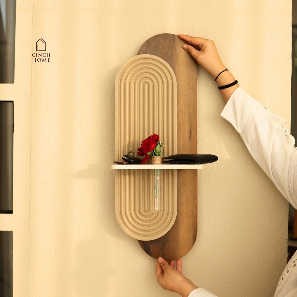 Decorative Wall Shelf with Testube Vase- With/Without LED Light