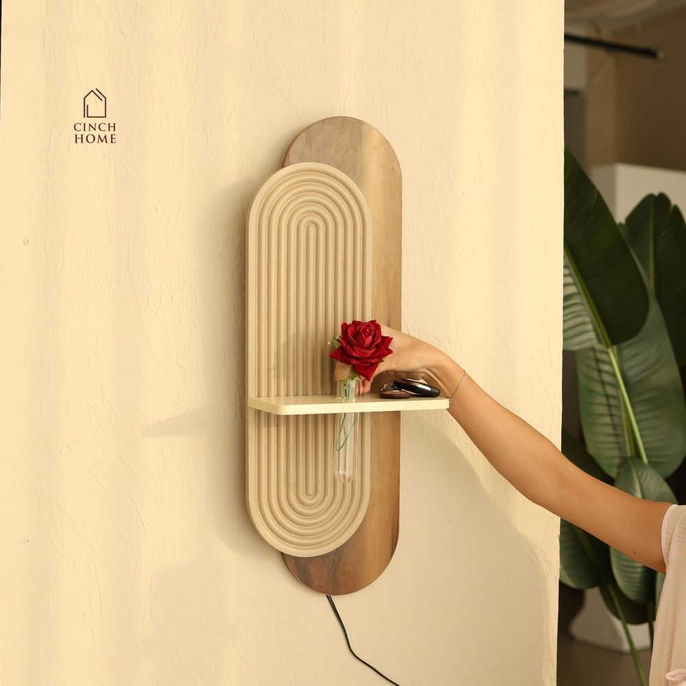 Decorative Wall Shelf with Testube Vase- With/Without LED Light