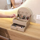 Fluted Vanity & Makeup Organizer with Jewellery Hooks & Drawer