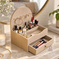 makeup organizer, vanity organizer, cosmetic organizer, makeup storage, cosmetic storage box, makeup organizer with drawer, jewellery organizer, jewelry organizer, jewellery hooks, lipstick organizer, makeup brush holder, skincare organizer, perfume organizer, dressing table organizer, vanity storage, beauty organizer, cosmetic holder, makeup stand, makeup box, fluted organizer, beige makeup organizer, drawer organizer, vanity accessories, dressing table accessories, Cinch Home makeup organizer