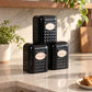 Textured Black Tea, Coffee & Sugar Canister Set – Set of 3