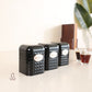 Textured Black Tea, Coffee & Sugar Canister Set – Set of 3