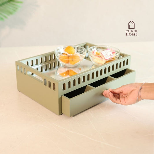 Luxe Serving & Storage Tray- Sage Green| 2 Tier Serving Tray