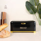 black bread box, bread storage container, bread box with lid, kitchen bread storage, bread bin for kitchen, black bread bin, bread storage box, premium bread box, luxury kitchen accessories, black and gold bread box, kitchen countertop organizer, bread keeper, bakery storage container, bread loaf holder, kitchen storage box, modern kitchen decor, countertop bread bin, food storage container, bread organizer, kitchen organization, housewarming gift, Diwali gift, Cinch Home Copy keywords