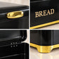 black bread box, bread storage container, bread box with lid, kitchen bread storage, bread bin for kitchen, black bread bin, bread storage box, premium bread box, luxury kitchen accessories, black and gold bread box, kitchen countertop organizer, bread keeper, bakery storage container, bread loaf holder, kitchen storage box, modern kitchen decor, countertop bread bin, food storage container, bread organizer, kitchen organization, housewarming gift, Diwali gift, Cinch Home Copy keywords