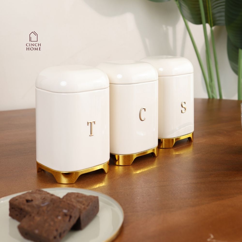 tea coffee sugar canister set, tea coffee sugar containers, white canister set, set of 3 canisters, textured canisters, geometric canisters, tea canister, coffee canister, sugar canister, kitchen storage jars, countertop canisters, pantry storage, tea station organizer, coffee bar accessories, white kitchen accessories, modern kitchen decor, decorative canisters, food storage containers, kitchen organization, premium kitchen accessories, labelled canisters, tea coffee sugar storage, beverage station organiz