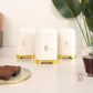 tea coffee sugar canister set, tea coffee sugar containers, white canister set, set of 3 canisters, textured canisters, geometric canisters, tea canister, coffee canister, sugar canister, kitchen storage jars, countertop canisters, pantry storage, tea station organizer, coffee bar accessories, white kitchen accessories, modern kitchen decor, decorative canisters, food storage containers, kitchen organization, premium kitchen accessories, labelled canisters, tea coffee sugar storage, beverage station organiz