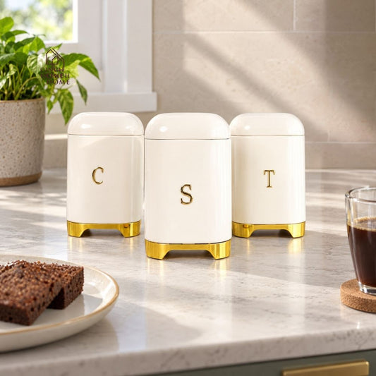 tea coffee sugar canister set, tea coffee sugar containers, white canister set, set of 3 canisters, textured canisters, geometric canisters, tea canister, coffee canister, sugar canister, kitchen storage jars, countertop canisters, pantry storage, tea station organizer, coffee bar accessories, white kitchen accessories, modern kitchen decor, decorative canisters, food storage containers, kitchen organization, premium kitchen accessories, labelled canisters, tea coffee sugar storage, beverage station organiz