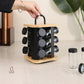 bamboo spice rack, rotating spice rack, spice rack with jars, 12 jar spice rack, glass spice jars, wooden spice rack, rotating masala rack, masala box organizer, kitchen spice organizer, spice jar set, spice storage rack, countertop spice rack, kitchen countertop organizer, stainless steel lid jars, Indian spice rack, masala storage containers, kitchen storage organizer, rotating kitchen organizer, herb and spice jars, pantry organizer, modern kitchen accessories, kitchen organization, Cinch Home Copy keywo