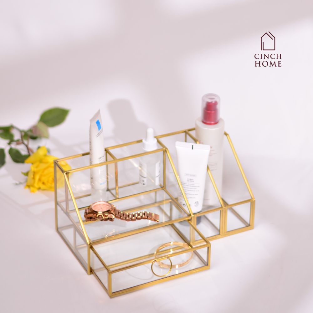 LOOKMINT Cosmetic Storage Box, Desktop Tidy Organiser Holder with 2 Drawer  4 Wooden Legs, Skin Care Products for Dressing Table, Jewelry, Lipstick,  Nail Polish, Brushes Organizer Case (White) : Amazon.in: Home & Kitchen