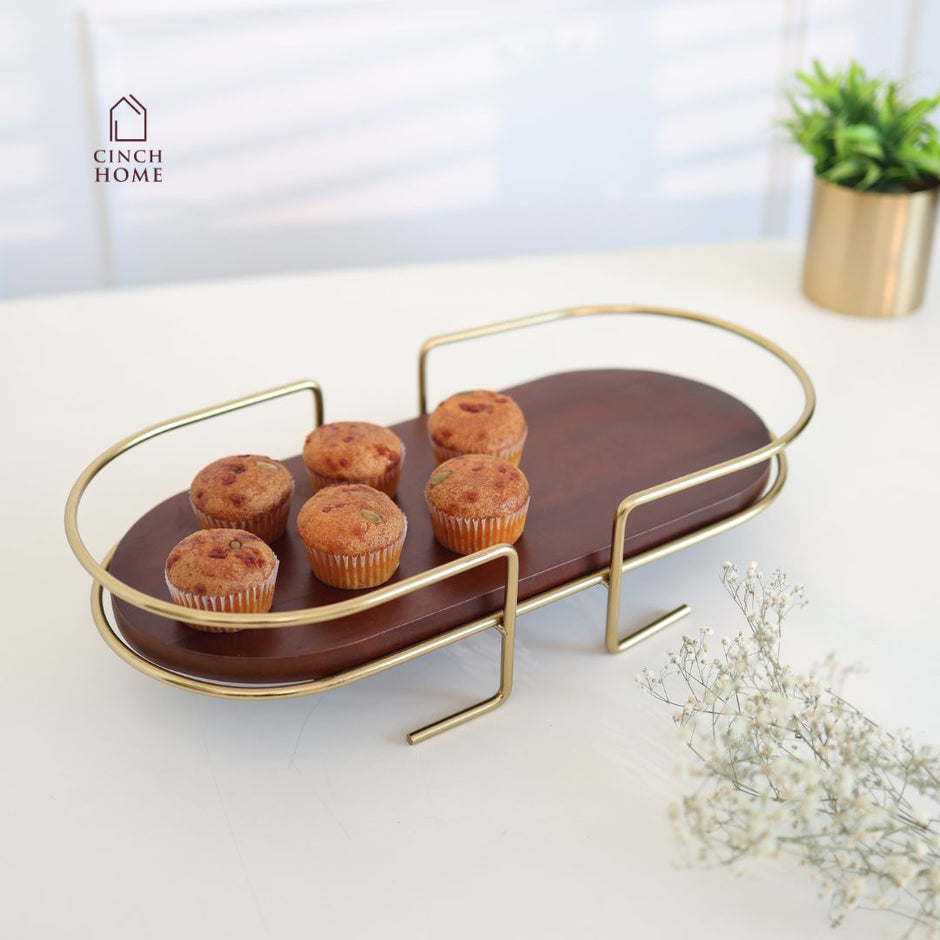 Service Tray Riser Wood & Metal Organisers | Wooden Trays | Kitchen Organisers – Cinch Home