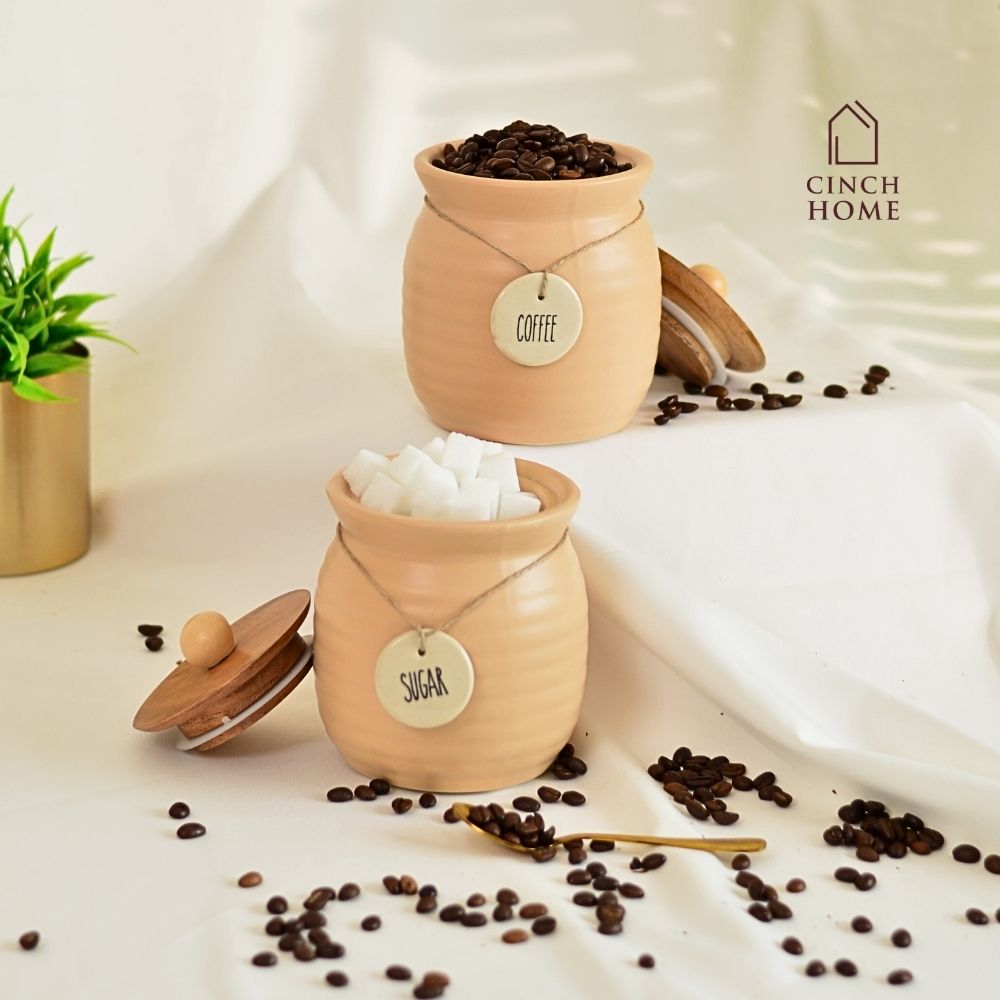 Ceramic canisters, Kitchen canister set| Tea, coffee, sugar canisters, Pickle storage jars, ceramic kitchen organization, Airtight containers, Decorative kitchen canisters, Glossy ceramic jars, Pantry storage solutions, Stylish kitchen essentials, home décor, kitchen essentials online india, kitchen jars online india