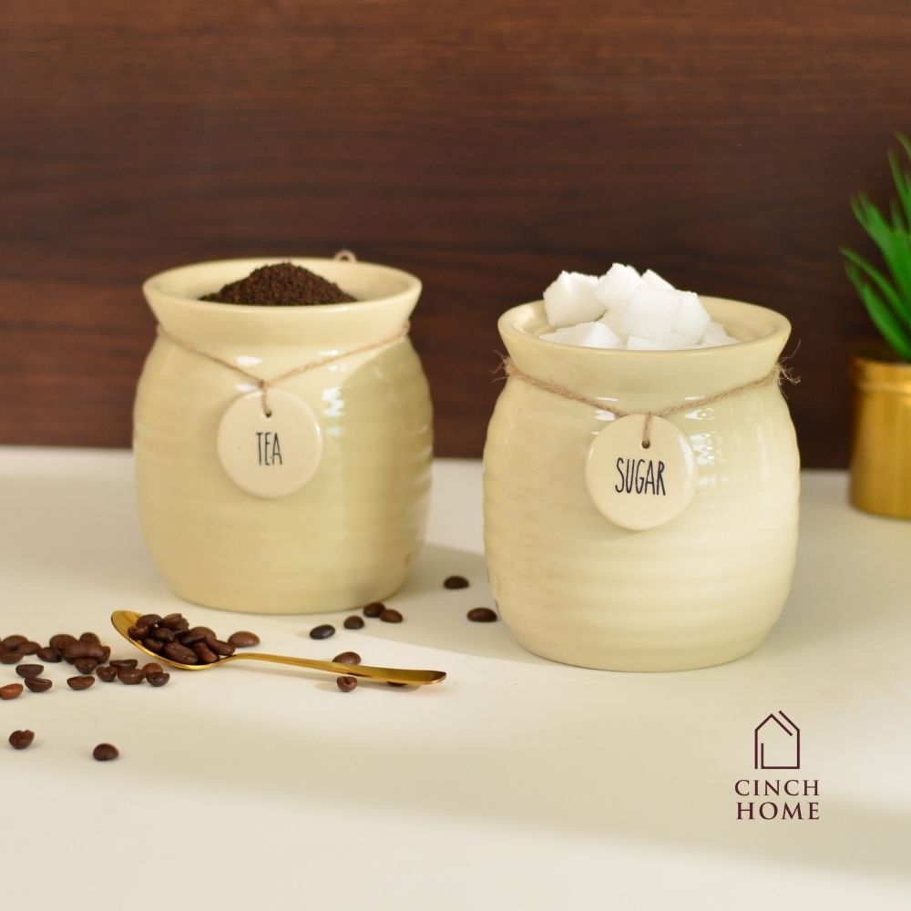 White Ceramic Jar- with airtight lid