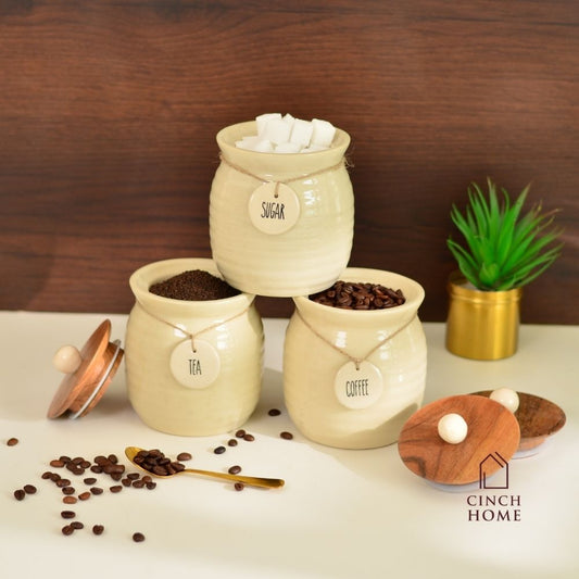 Ceramic canisters, Kitchen canister set| Tea, coffee, sugar canisters, Pickle storage jars, ceramic kitchen organization, Airtight containers, Decorative kitchen canisters, Glossy ceramic jars, Pantry storage solutions, Stylish kitchen essentials, home décor, kitchen essentials online india, kitchen jars online india