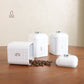 Textured White Tea, Coffee & Sugar Canister Set with knob– Set of 3