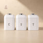 Textured White Tea, Coffee & Sugar Canister Set with knob– Set of 3