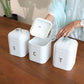 Textured White Tea, Coffee & Sugar Canister Set with knob– Set of 3