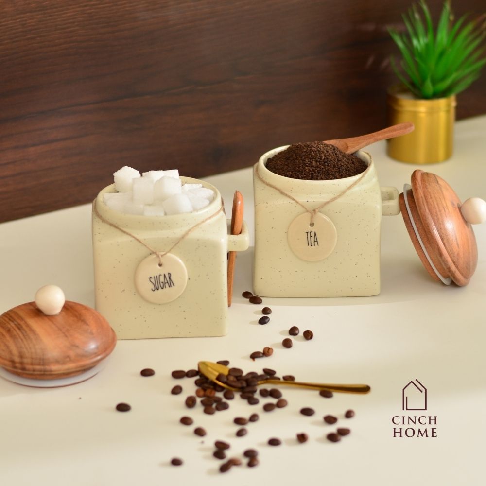 Ceramic canisters, Kitchen canister set| Tea, coffee, sugar canisters, Pickle storage jars, ceramic kitchen organization, Airtight containers, Decorative kitchen canisters, Glossy ceramic jars, Pantry storage solutions, Stylish kitchen essentials, home décor, kitchen essentials online india, kitchen jars online india