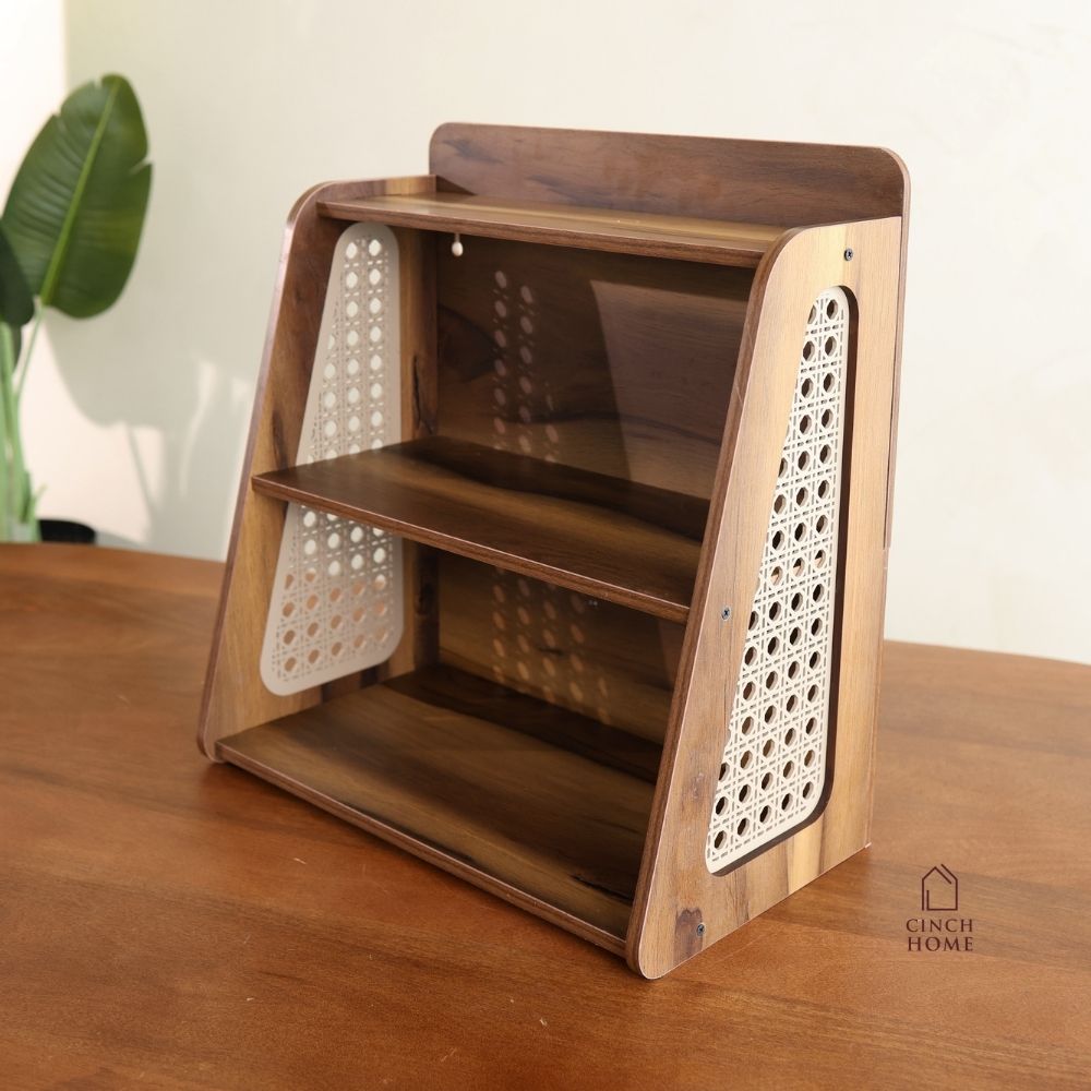 walnut wood shelf, cane shelf, wooden kitchen shelf, wall mounted kitchen shelf, countertop organiser, multipurpose shelf, kitchen spice rack, wooden spice rack, kitchen storage organiser, tea coffee station, coffee corner organiser, masala jar organiser, wooden countertop rack, cane furniture, walnut finish shelf, kitchen rack, space saving shelf, vanity organiser, desk organiser, home decor shelf, two tier shelf, modern kitchen accessories, kitchen organisation