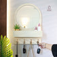 Entryway Organiser with Round Mirror with Dual Hooks & Shelf