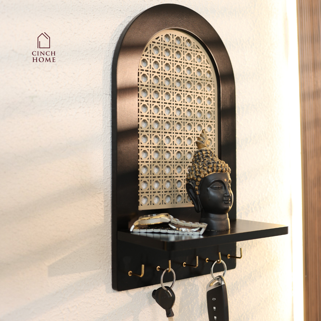 cane key holder, wall mounted key holder, key holder with shelf, modern key holder, entryway organizer, wall key hanger, decorative key holder, cane wall decor, key holder for wall, wall shelf with hooks, home decor key holder, entryway wall decor, key organizer for home, modern wall shelf, minimal home decor accessories, cane decor India