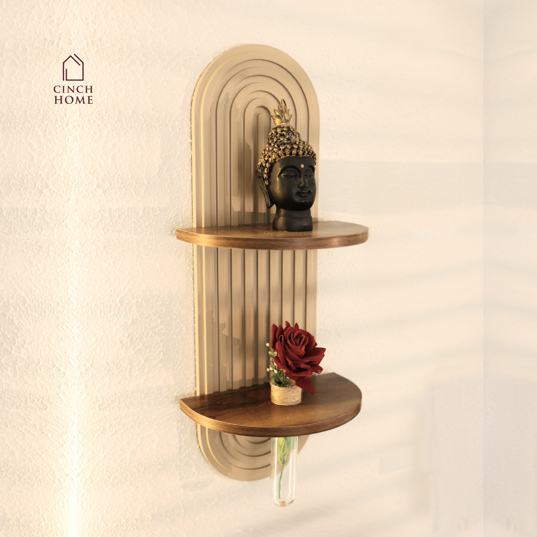 fluted wall shelf, dual wall shelf, decorative wall shelf, wall mounted decorative shelf, modern wall shelf, entryway wall decor, designer wall shelf, wall decor shelf, fluted panel wall decor, aesthetic wall shelf, wall shelf with wood, modern home decor accessories, wall shelf India, luxury wall decor shelf, dual shelf wall decor, test tube vase, wall shelf with test tube vase
