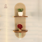 fluted wall shelf, dual wall shelf, decorative wall shelf, wall mounted decorative shelf, modern wall shelf, entryway wall decor, designer wall shelf, wall decor shelf, fluted panel wall decor, aesthetic wall shelf, wall shelf with wood, modern home decor accessories, wall shelf India, luxury wall decor shelf, dual shelf wall decor, test tube vase, wall shelf with test tube vase
