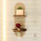 fluted wall shelf, dual wall shelf, decorative wall shelf, wall mounted decorative shelf, modern wall shelf, entryway wall decor, designer wall shelf, wall decor shelf, fluted panel wall decor, aesthetic wall shelf, wall shelf with wood, modern home decor accessories, wall shelf India, luxury wall decor shelf, dual shelf wall decor, test tube vase, wall shelf with test tube vase
