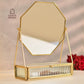 Vanity mirror with fluted glass tray, fluted glass tray mirror, Compact vanity mirror, Tabletop vanity mirror, Makeup mirror with tray, Bathroom vanity mirror with storage, Fluted glass vanity tray, Decorative mirror with tray, Compact makeup mirror with storage, desk mirror, Small tabletop mirror with tray, organisers, declutter, storage solution, make-up organisers, jewellery organisers|Dressing Organisers| bathroom organisers| Bathroom trays| Vanity Storage| Jewellery stand online India