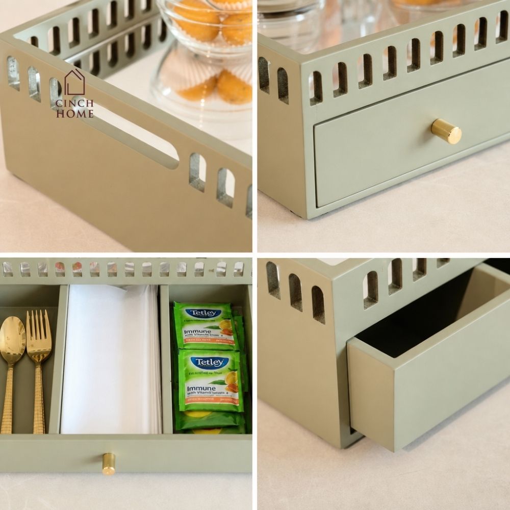 coffee table organizer, coffee table tray, sofa tray, serving tray, wooden serving tray, living room organizer, coffee table storage, 2 tier tray, serving tray with drawer, storage tray with drawer, multipurpose serving tray, table organizer,tea serving tray, coffee serving tray,snack serving tray, dry fruit serving tray,tea coffee organizer, remote organizer, tissue holder tray, cutlery organizer, living room accessories, modern home decor, functional home decor, decorative storage tray, gift, diwali gift
