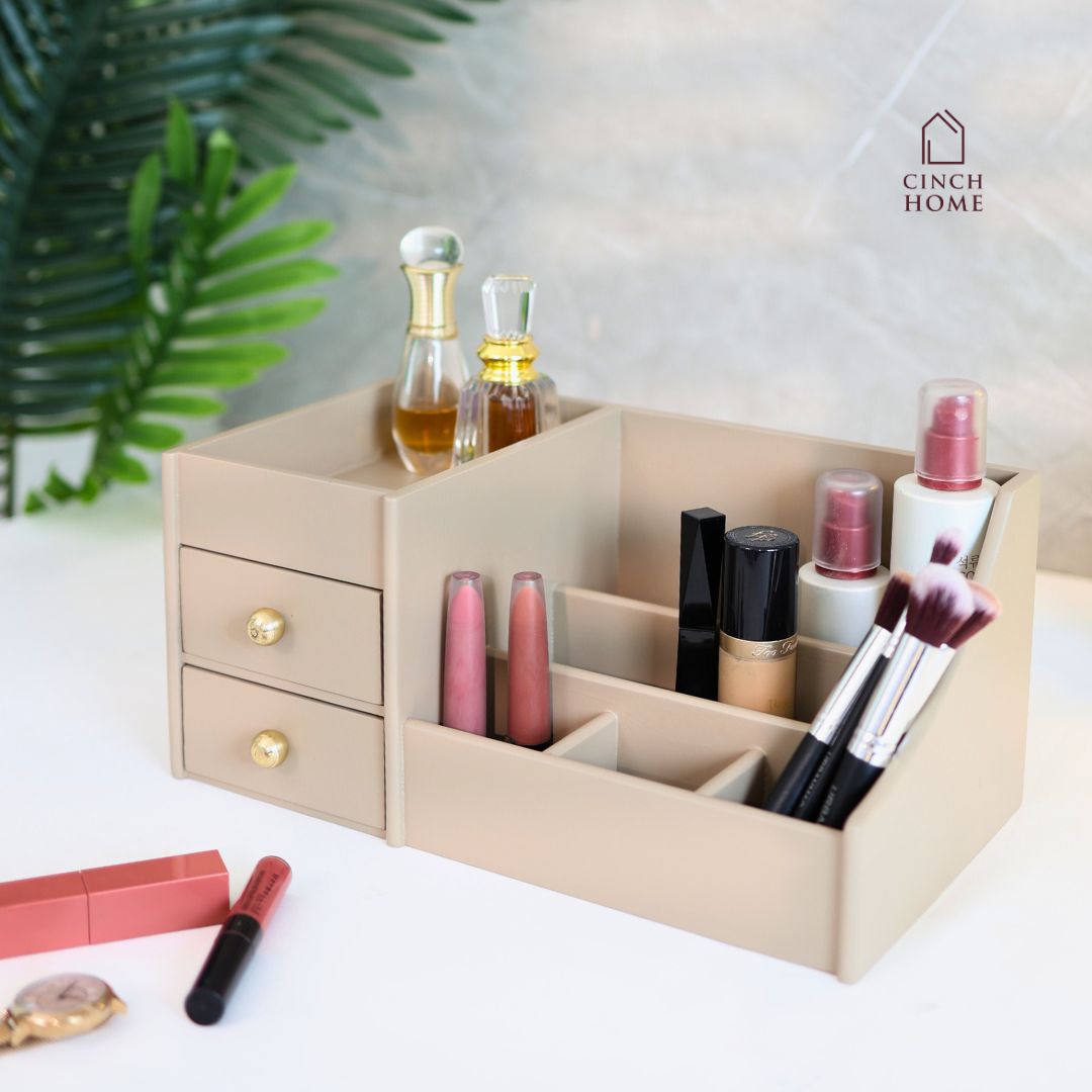 Make-up Organiser | Vanity Organiser | Desk Organiser - Beige