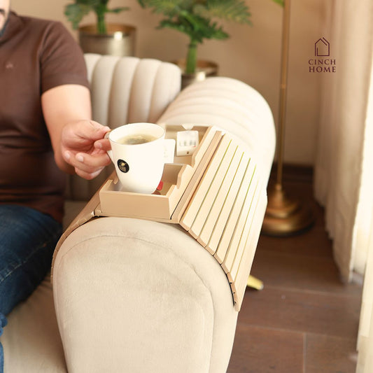 sofa armrest tray, couch tray organizer, armrest table for sofa, flexible sofa tray India, wooden couch tray, remote holder tray, beige sofa tray, detachable organizer tray, couch cup holder tray, multifunctional armrest tray, sofa arm table organizer