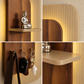 illuminated wall organizer, oval wall organizer, wall key holder, key holder with shelf, key holder with hooks, wall organizer with light, entryway organizer, wall shelf with hooks, ambient wall light, decorative wall shelf, towel hanger, wall mounted organizer, hallway organizer, foyer organizer, bedroom wall organizer, modern wall decor, luxury wall organizer, premium wall decor, wooden wall shelf, key hooks for wall, multifunctional wall organizer, Cinch Home wall organizer
