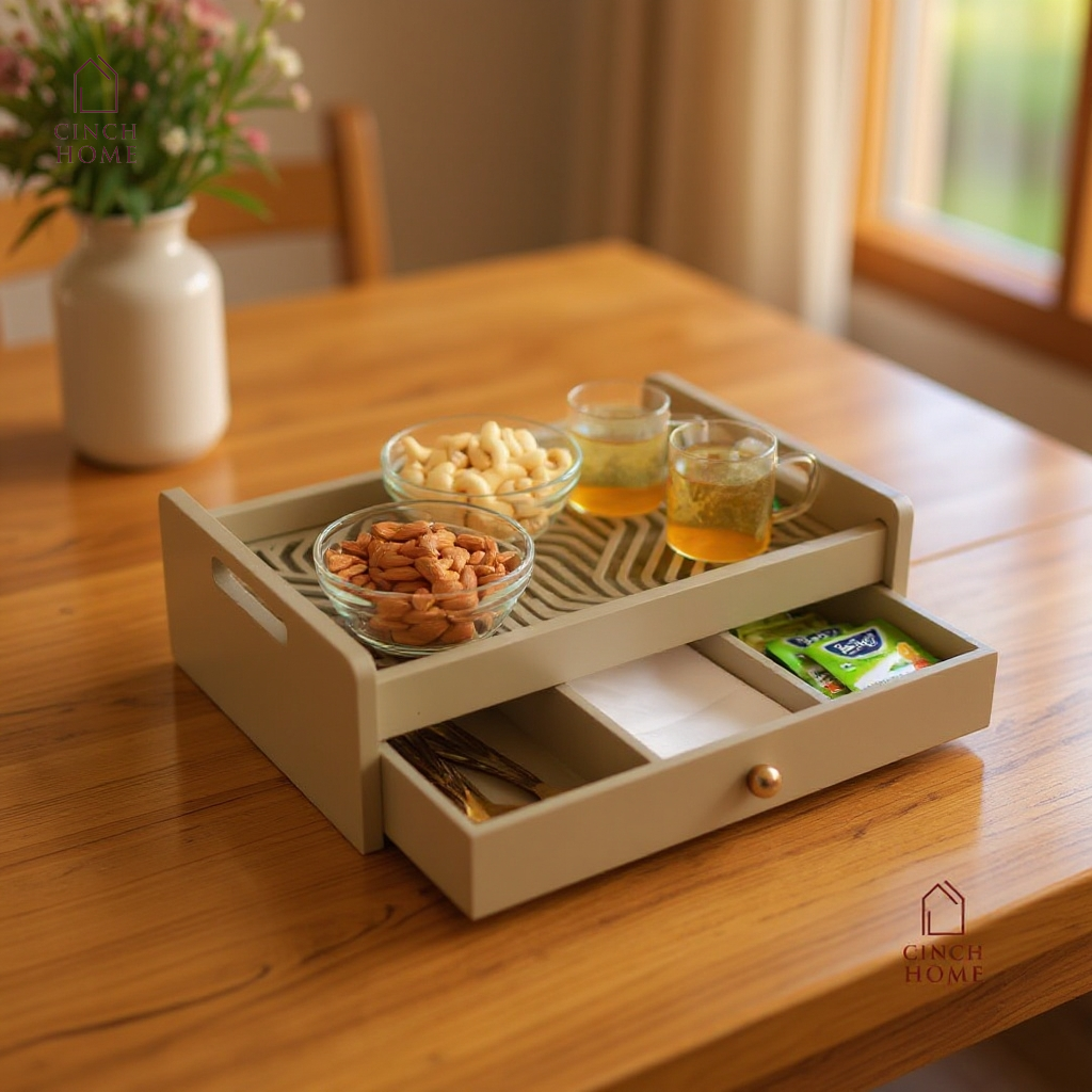 Multipurpose Serving Tray with Drawer