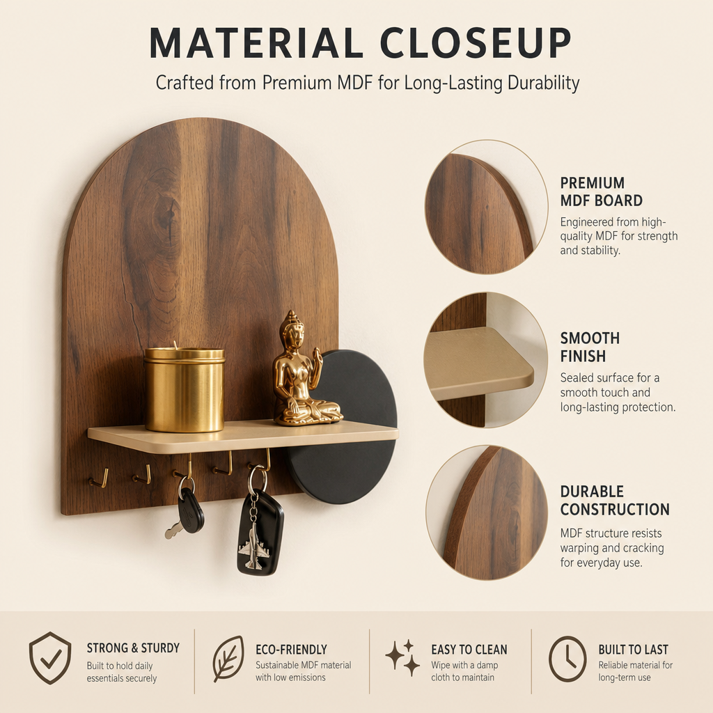 wooden key holder, wall mounted key holder, key holder with shelf, modern key holder, entryway organizer, wall key hanger, decorative key holder, key holder for wall, wooden wall shelf with hooks, home decor key holder, entryway wall decor, key stand for wall, key organizer for home, luxury key holder, minimal wall shelf, wall mounted organizer, wooden key hanger India, modern home decor accessories